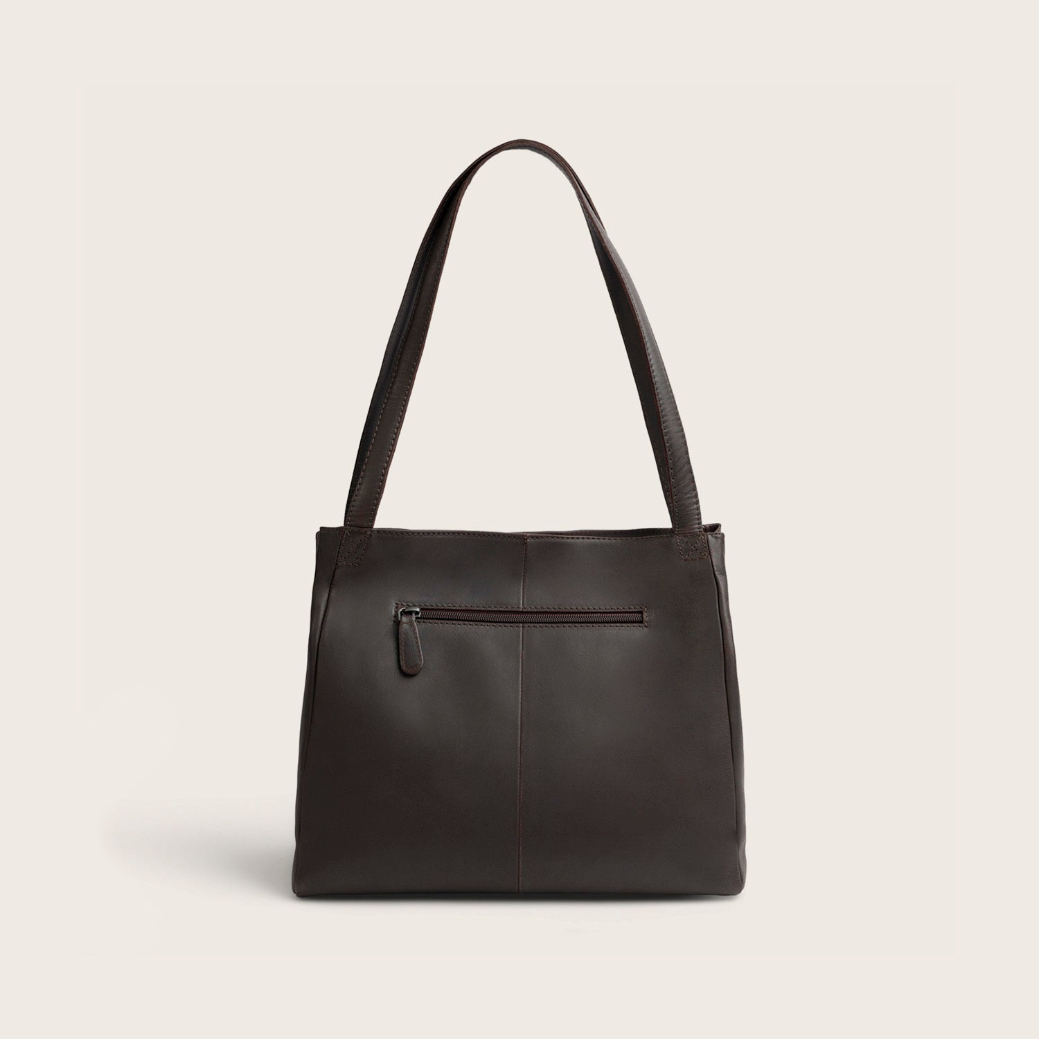 Sac Porté Épaule en Cuir Marron Lioren