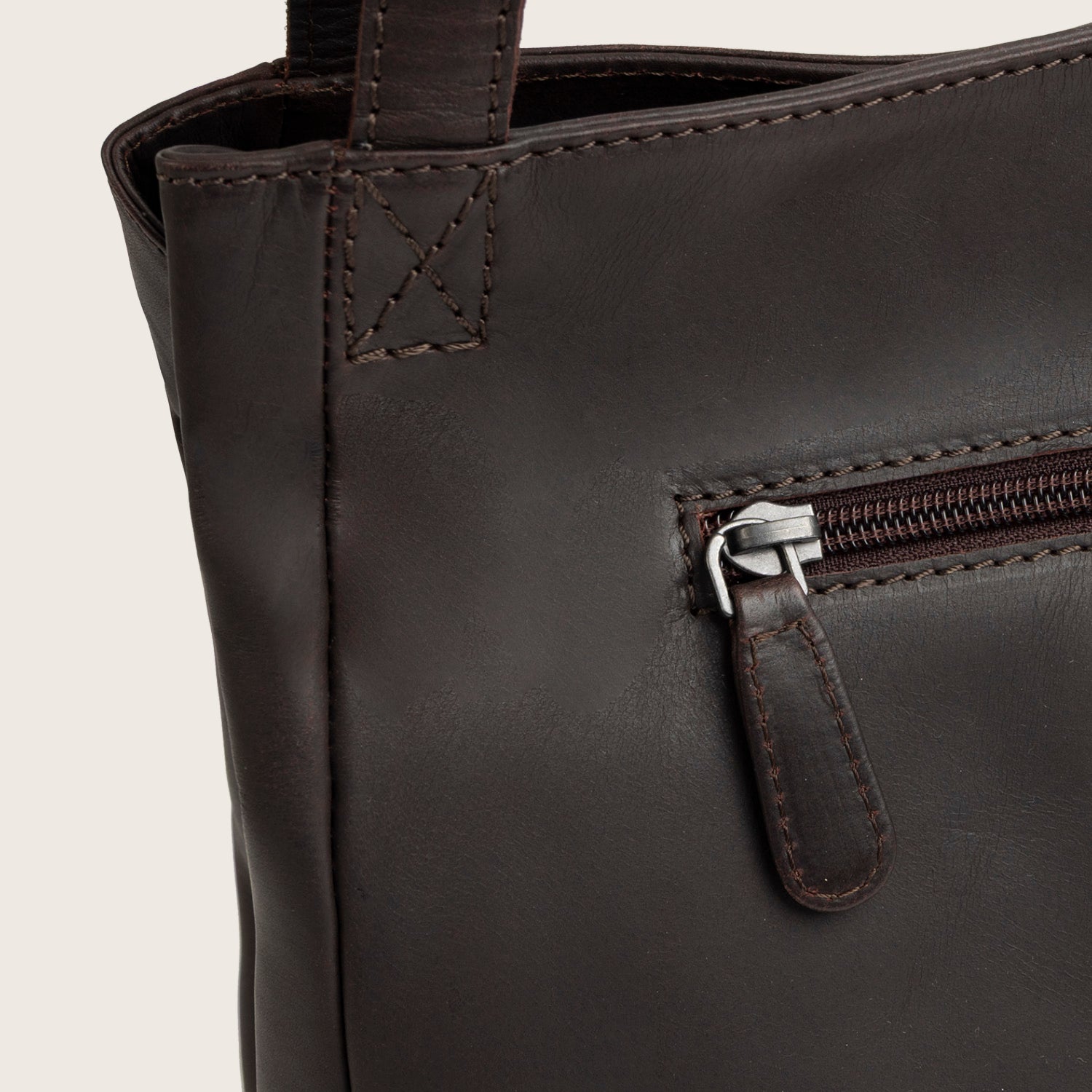 Sac Porté Épaule en Cuir Marron Lioren