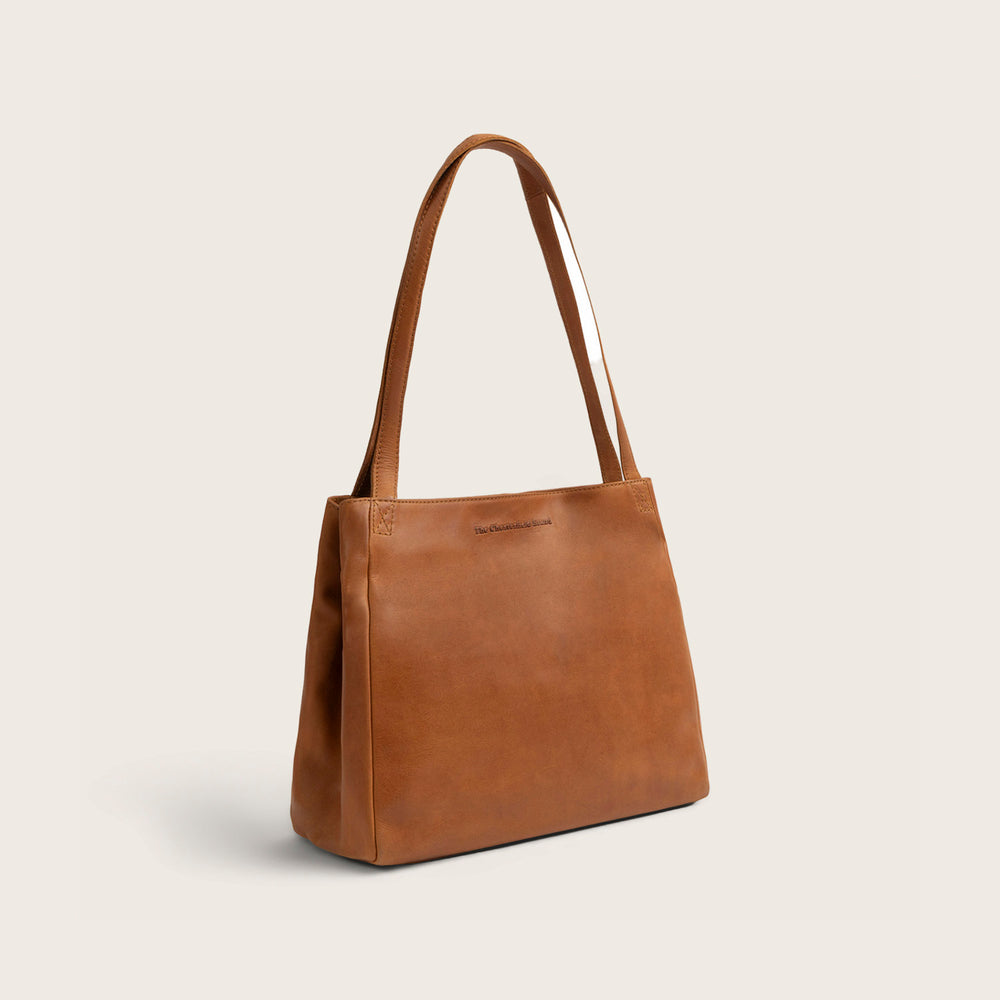 Sac Porté Épaule en Cuir Cognac Lioren