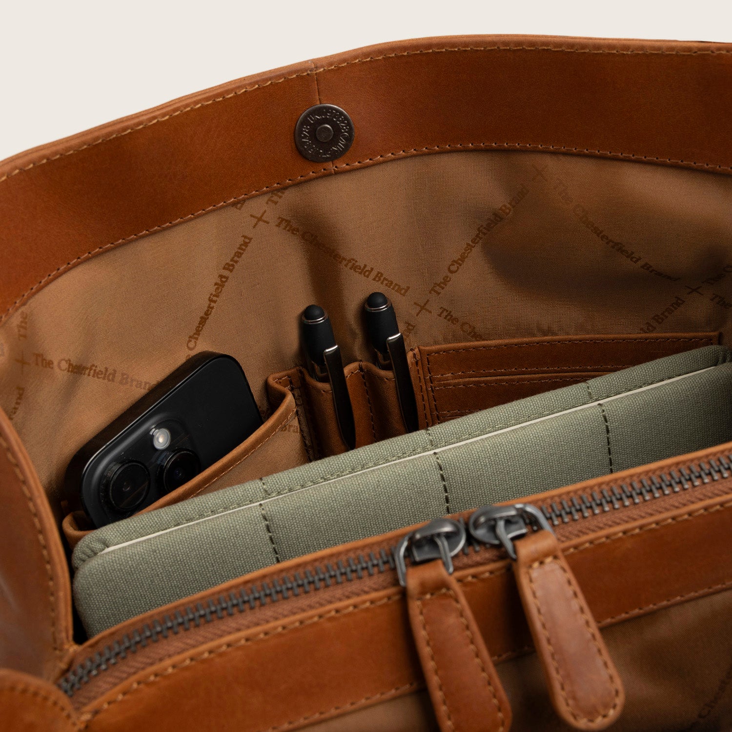 Sac Porté Épaule en Cuir Cognac Lioren