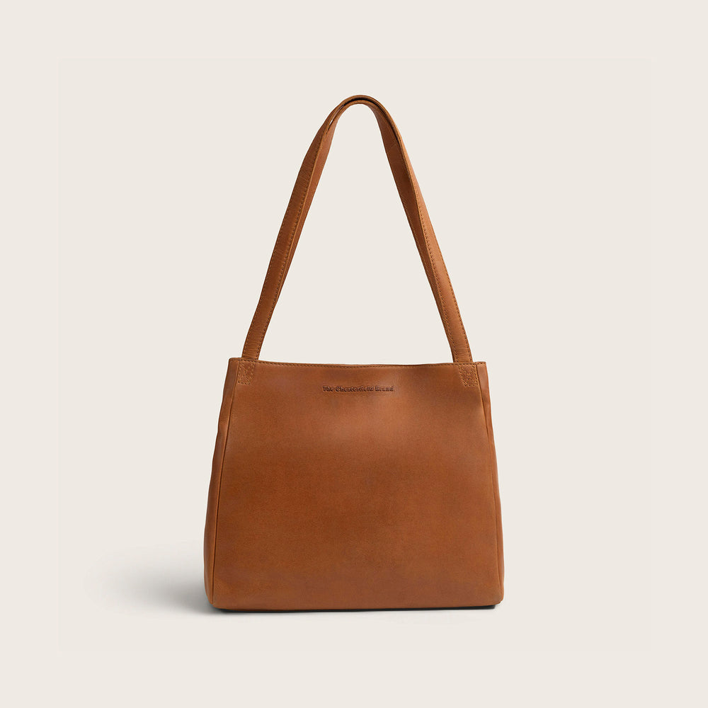 Sac Porté Épaule en Cuir Cognac Lioren