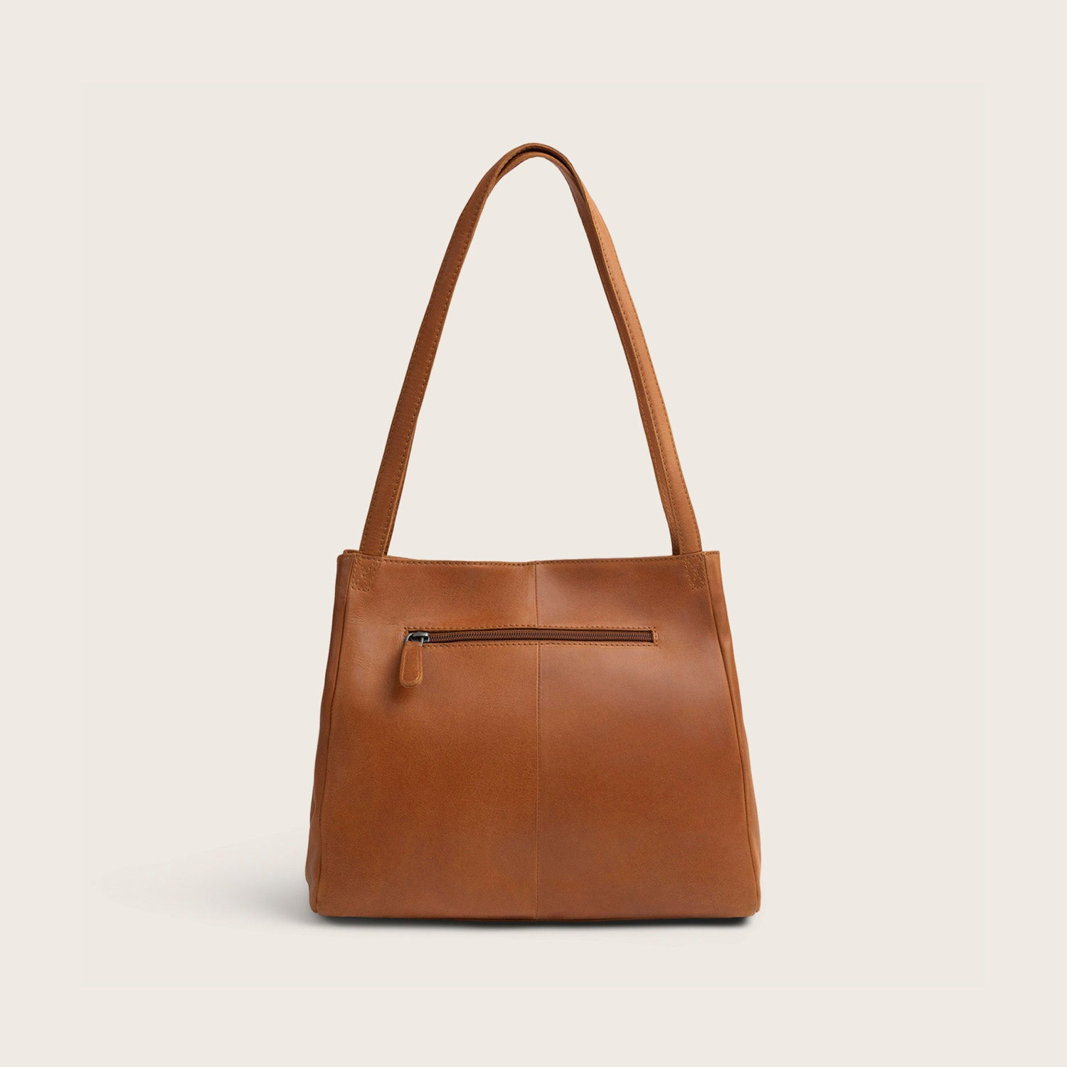 Sac Porté Épaule en Cuir Cognac Lioren