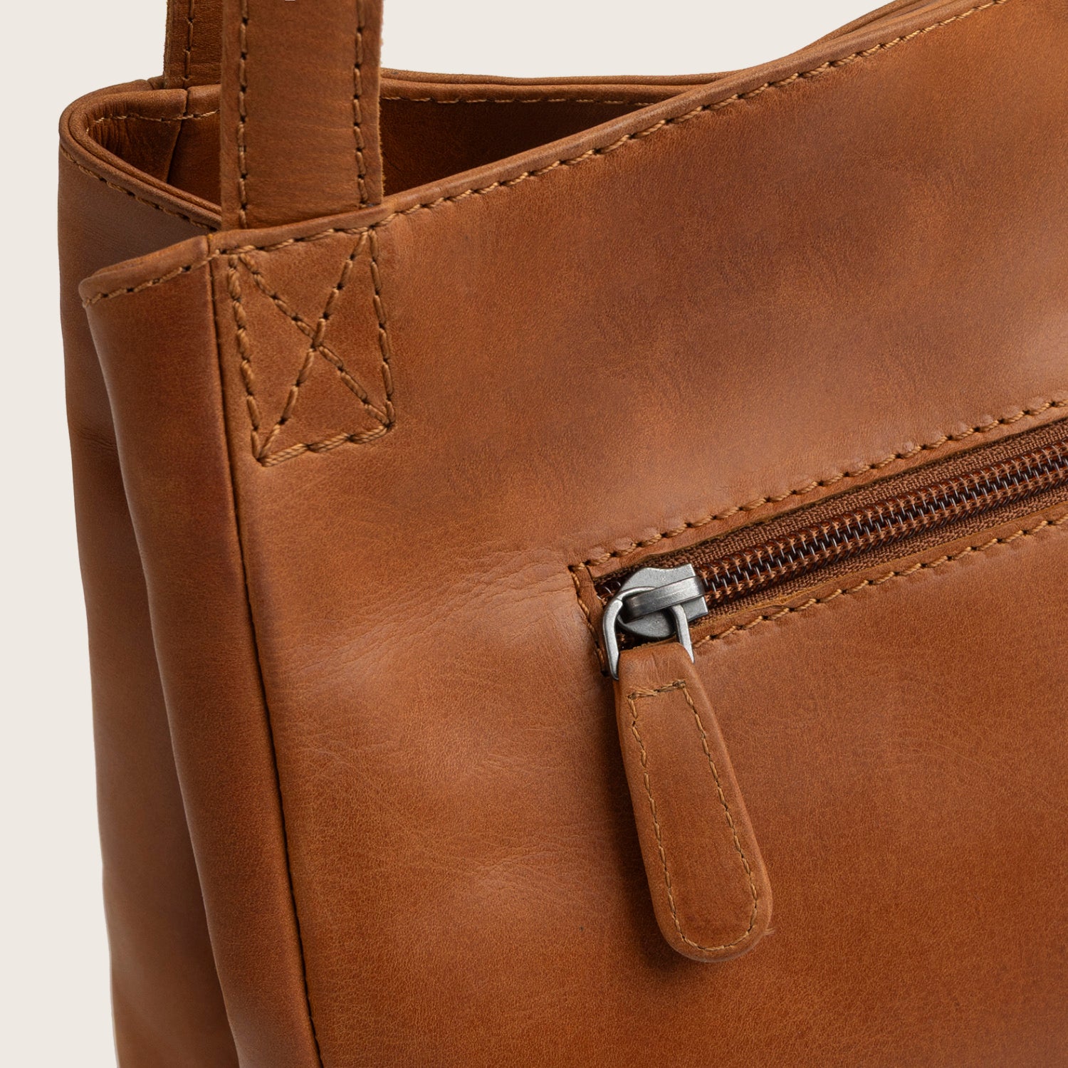 Sac Porté Épaule en Cuir Cognac Lioren