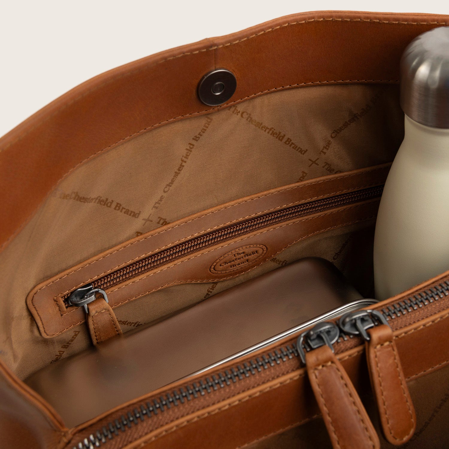 Sac Porté Épaule en Cuir Cognac Lioren