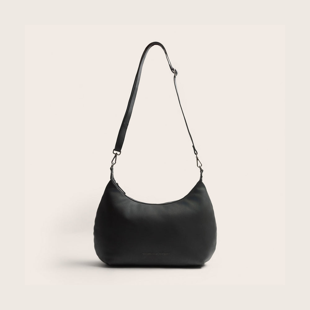 Sac Porté Épaule en Cuir Noir Fierra