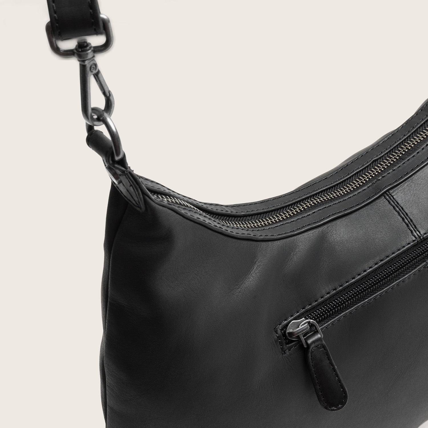 Sac Porté Épaule en Cuir Noir Fierra