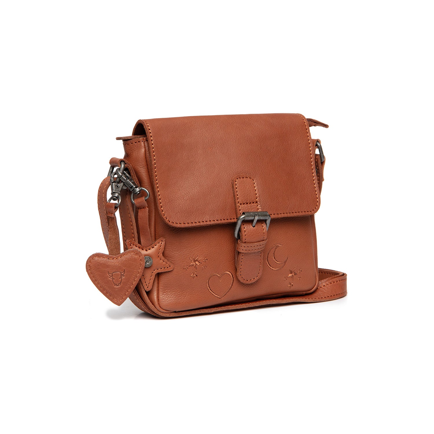 Leder Umhängetasche Cognac Primrose