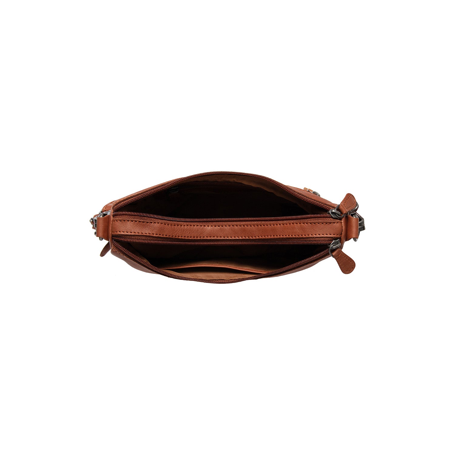 Leren Schoudertas Cognac Clover