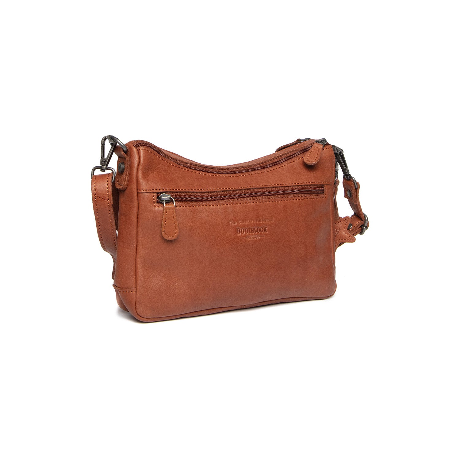 Leren Schoudertas Cognac Clover
