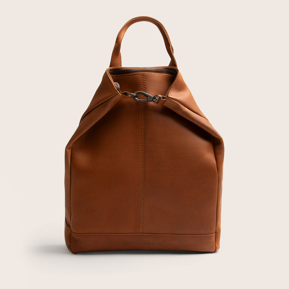 Leder Rucksack Cognac Manchester, Vorderansicht