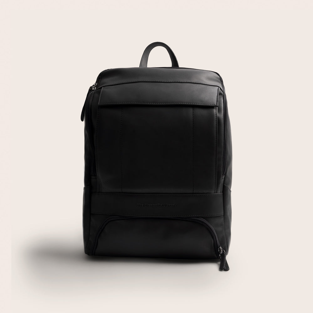 Leather Laptop Backpack Black Rich