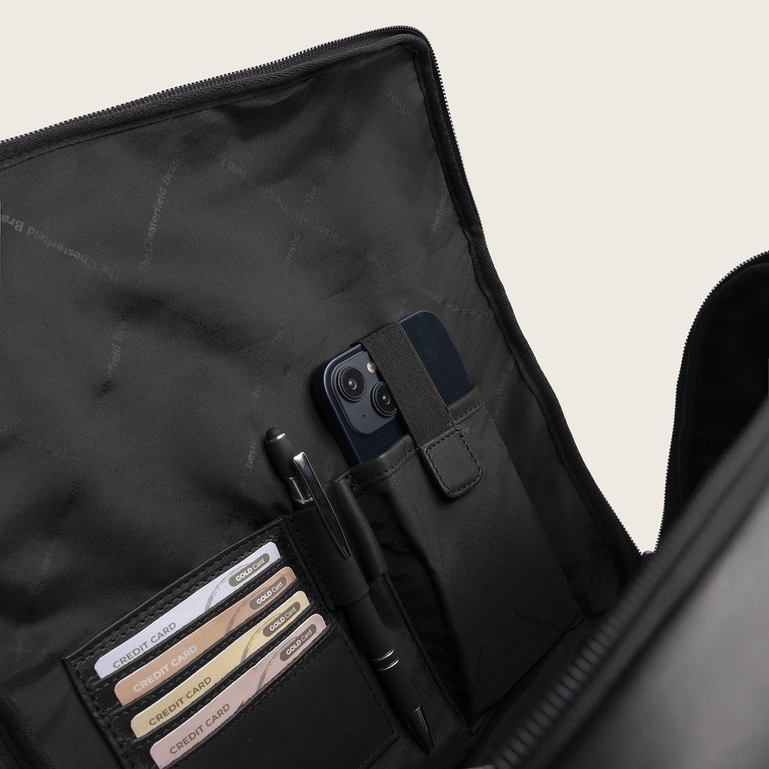 Leren Laptoprugzak Zwart Rich