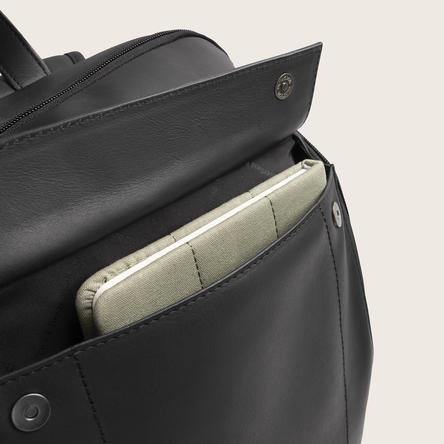Leren Laptoprugzak Zwart Rich