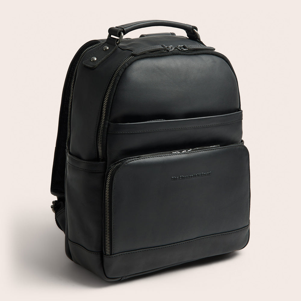 Leather Laptop Backpack Black Austin