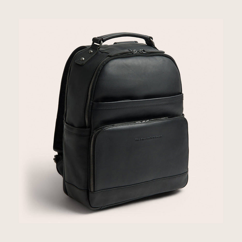 Leather Laptop Backpack Black Austin