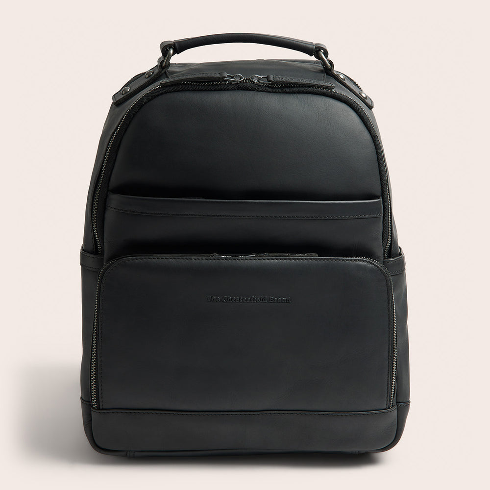 Leather Laptop Backpack Black Austin
