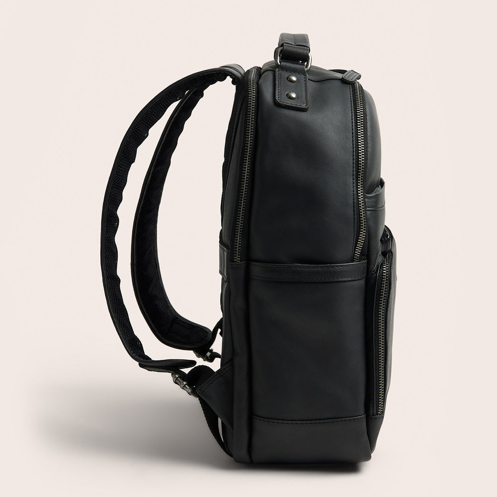 Leather Laptop Backpack Black Austin