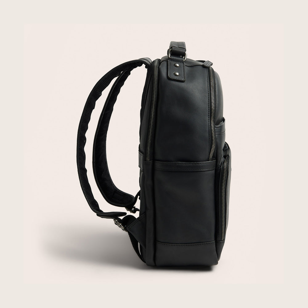 Leather Laptop Backpack Black Austin