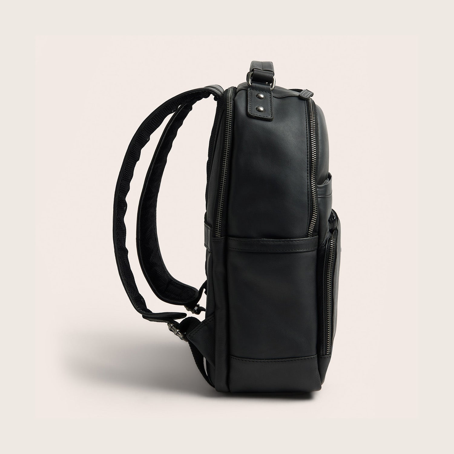 Leder Laptop Rucksack Schwarz Austin