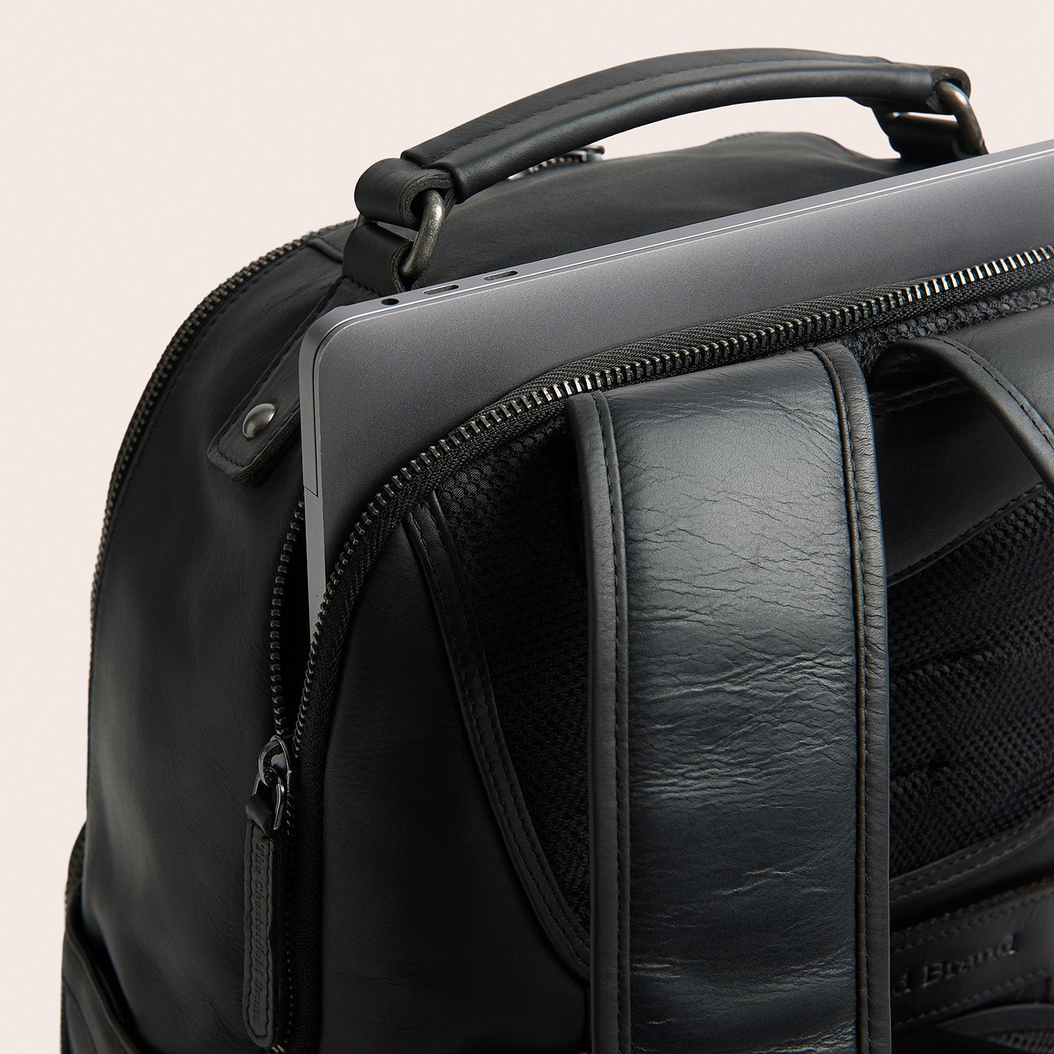 Leather Laptop Backpack Black Austin