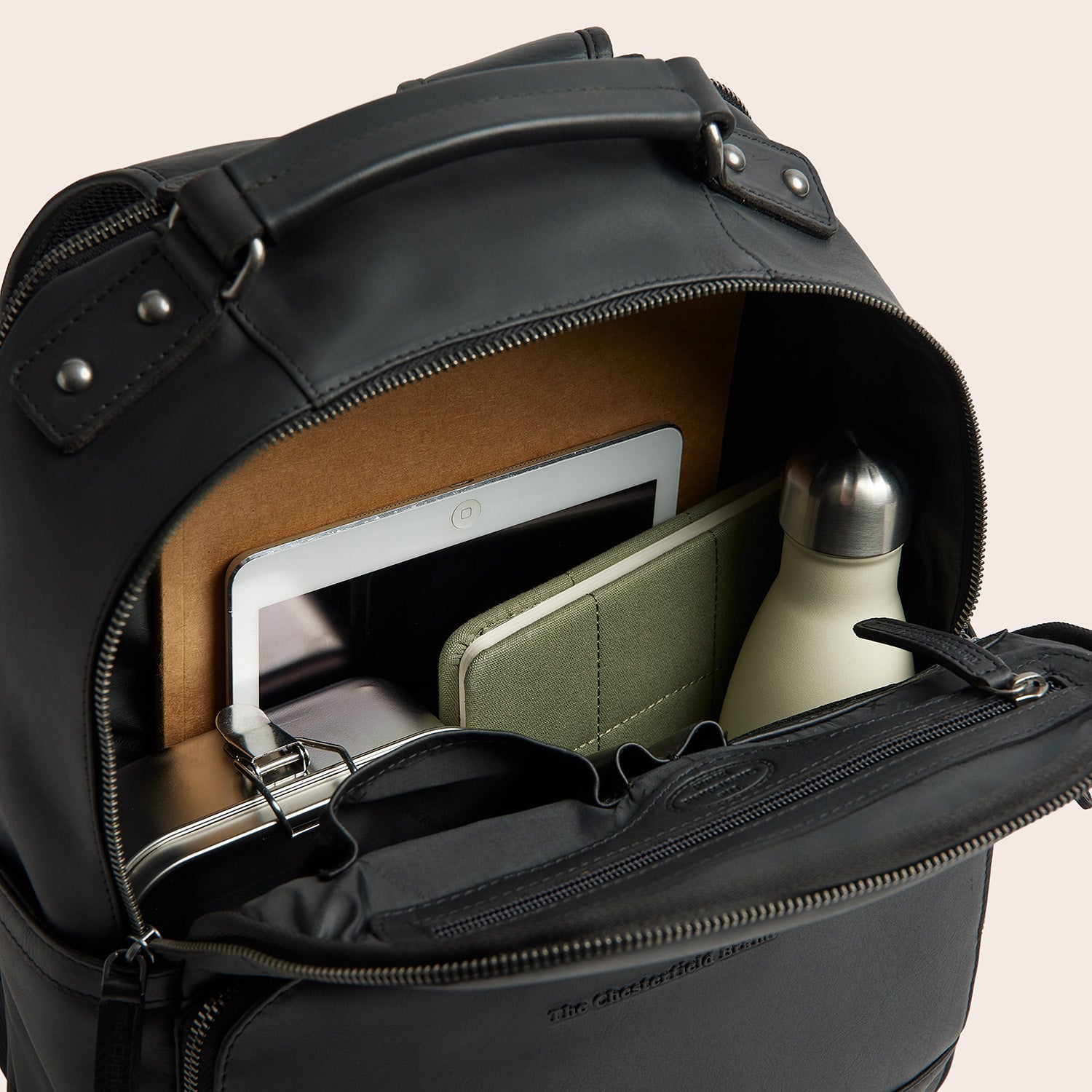 Leather Laptop Backpack Black Austin
