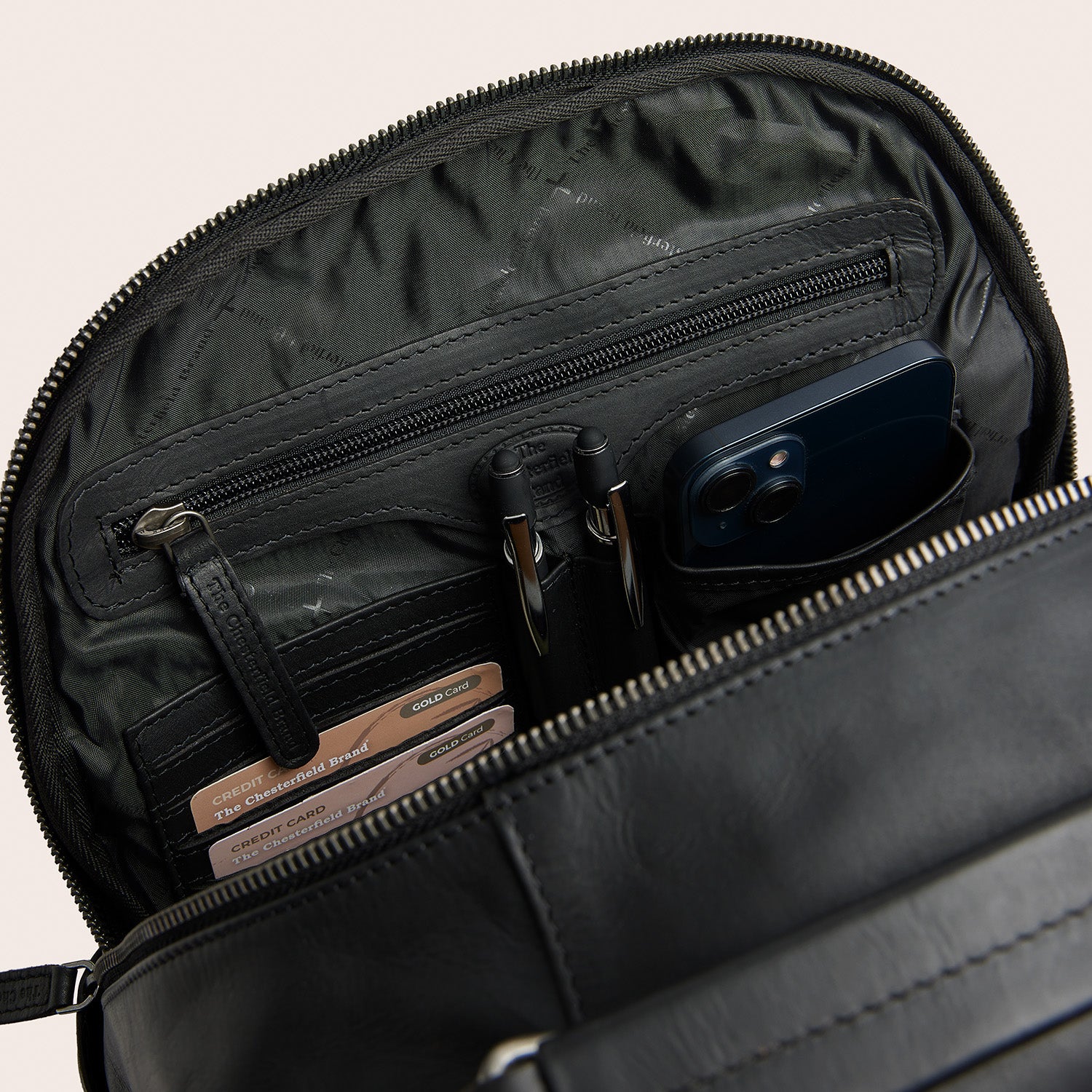Leather Laptop Backpack Black Austin