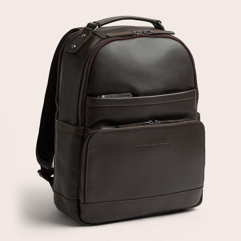 Leather Laptop Backpack Brown Austin