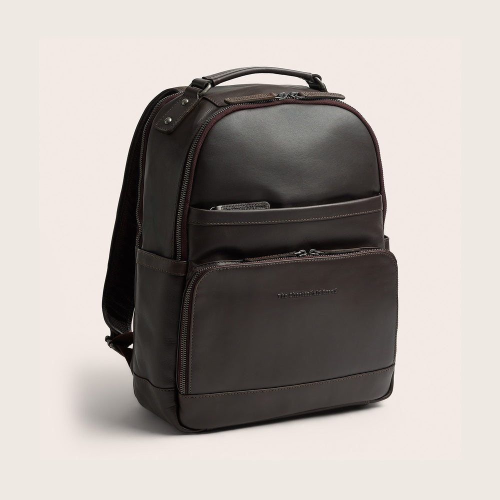 Leather Laptop Backpack Brown Austin