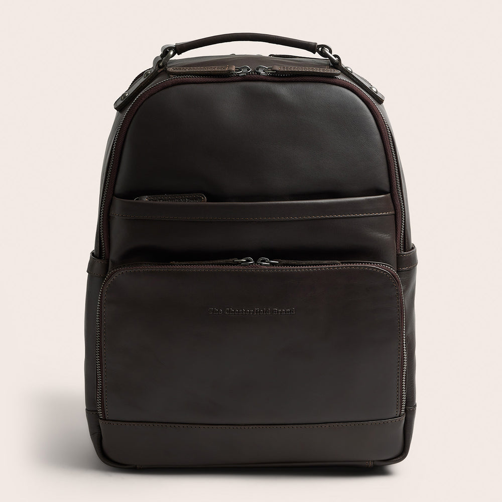 Leather Laptop Backpack Brown Austin