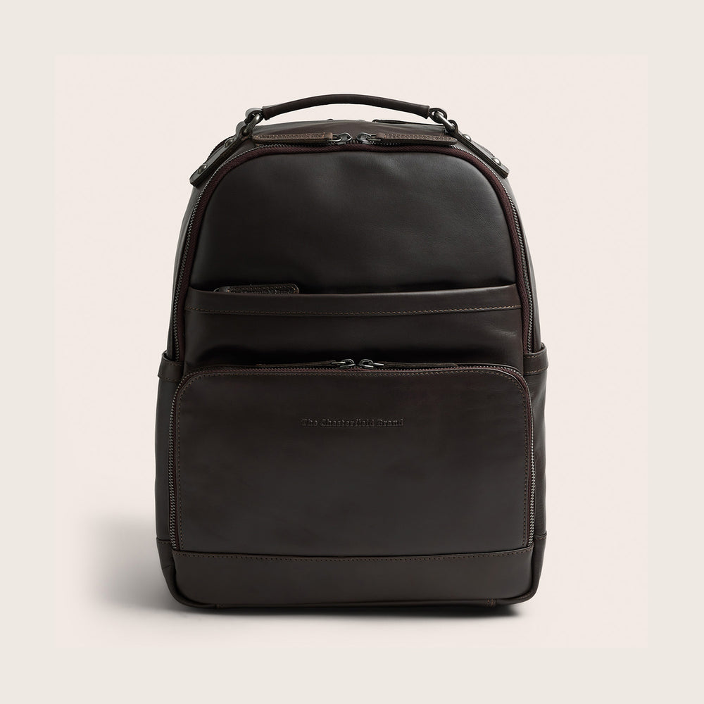 Leather Laptop Backpack Brown Austin