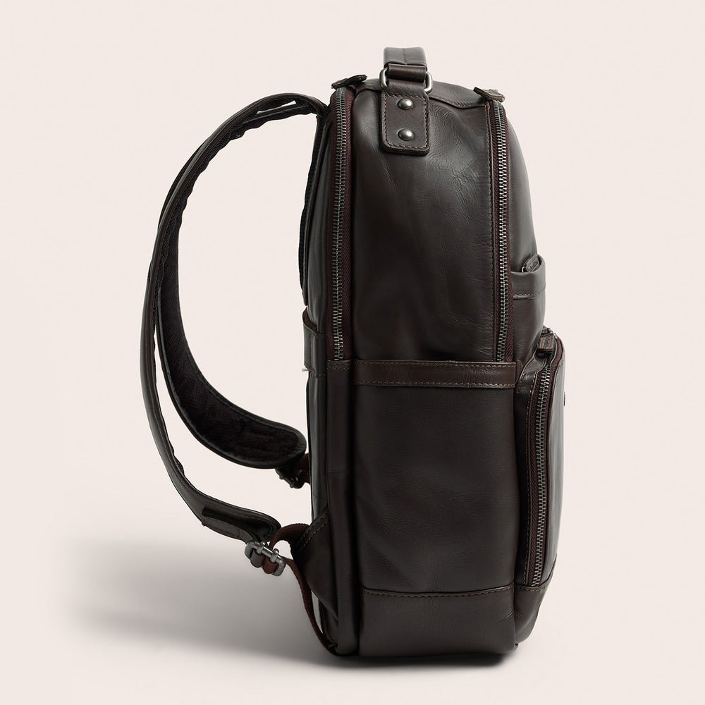 Leather Laptop Backpack Brown Austin
