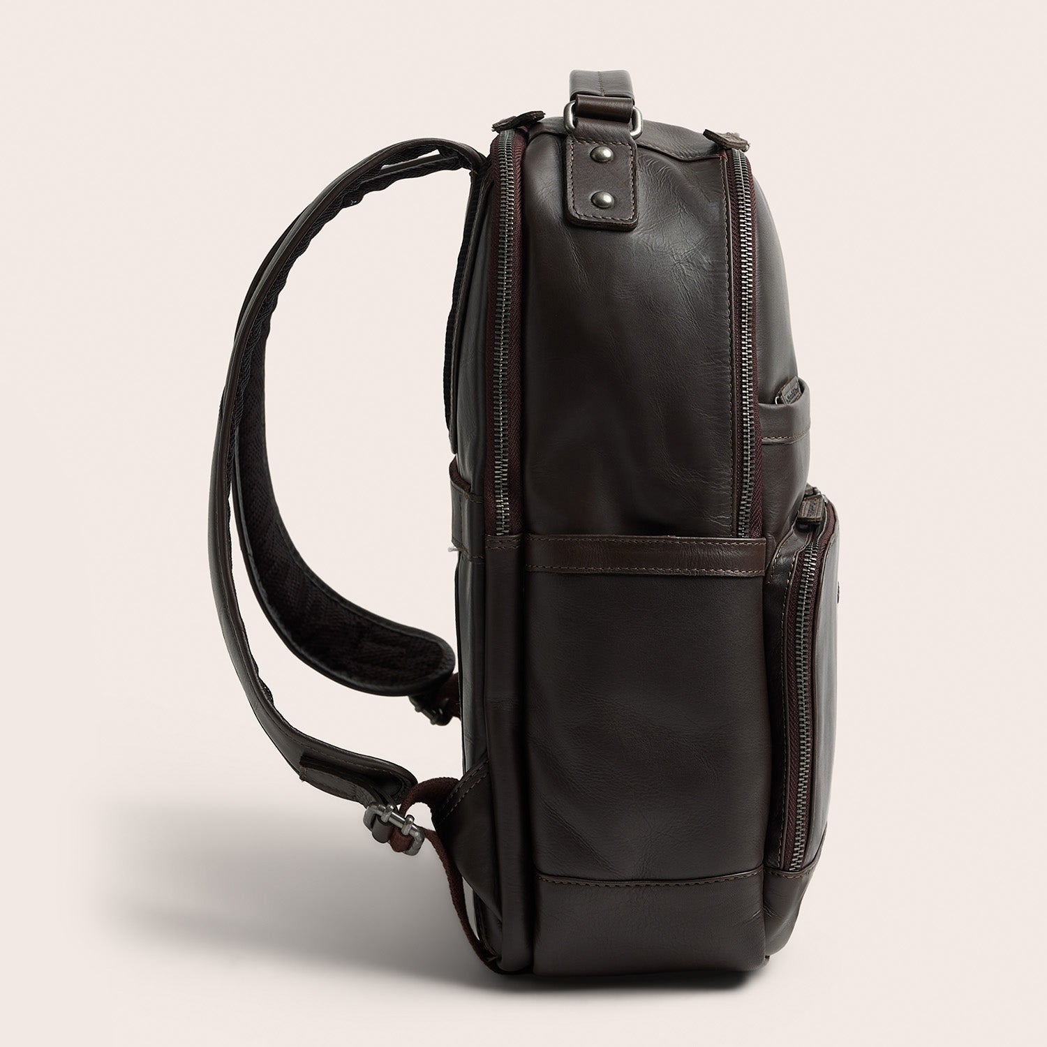 Leather Laptop Backpack Brown Austin