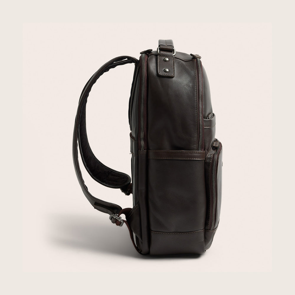 Leather Laptop Backpack Brown Austin