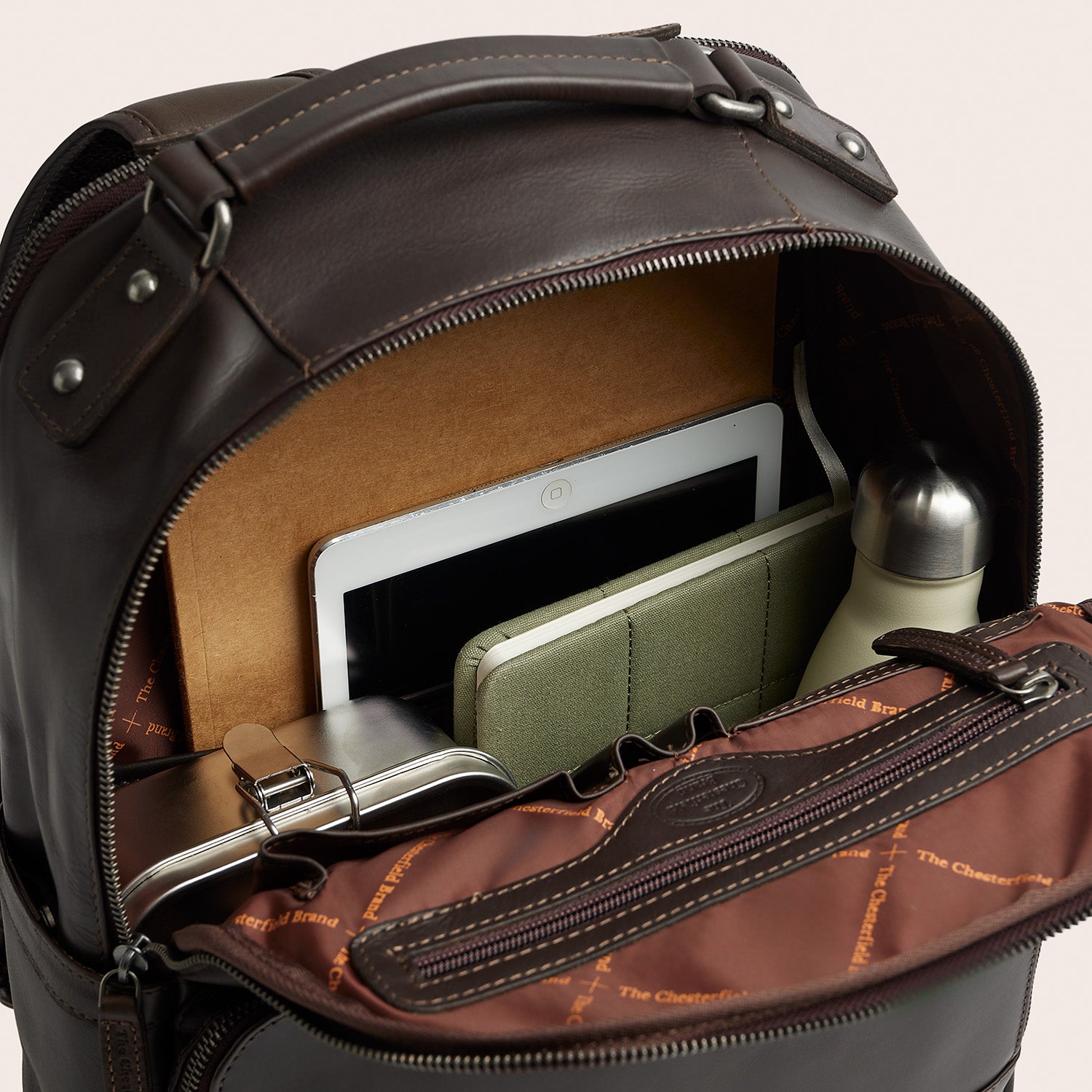 Leather Laptop Backpack Brown Austin