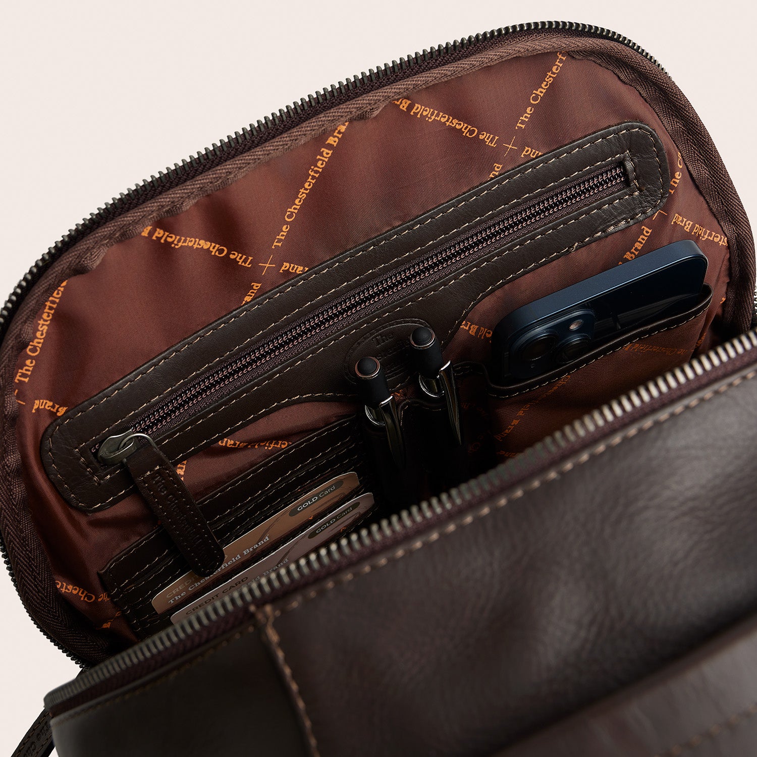 Leather Laptop Backpack Brown Austin