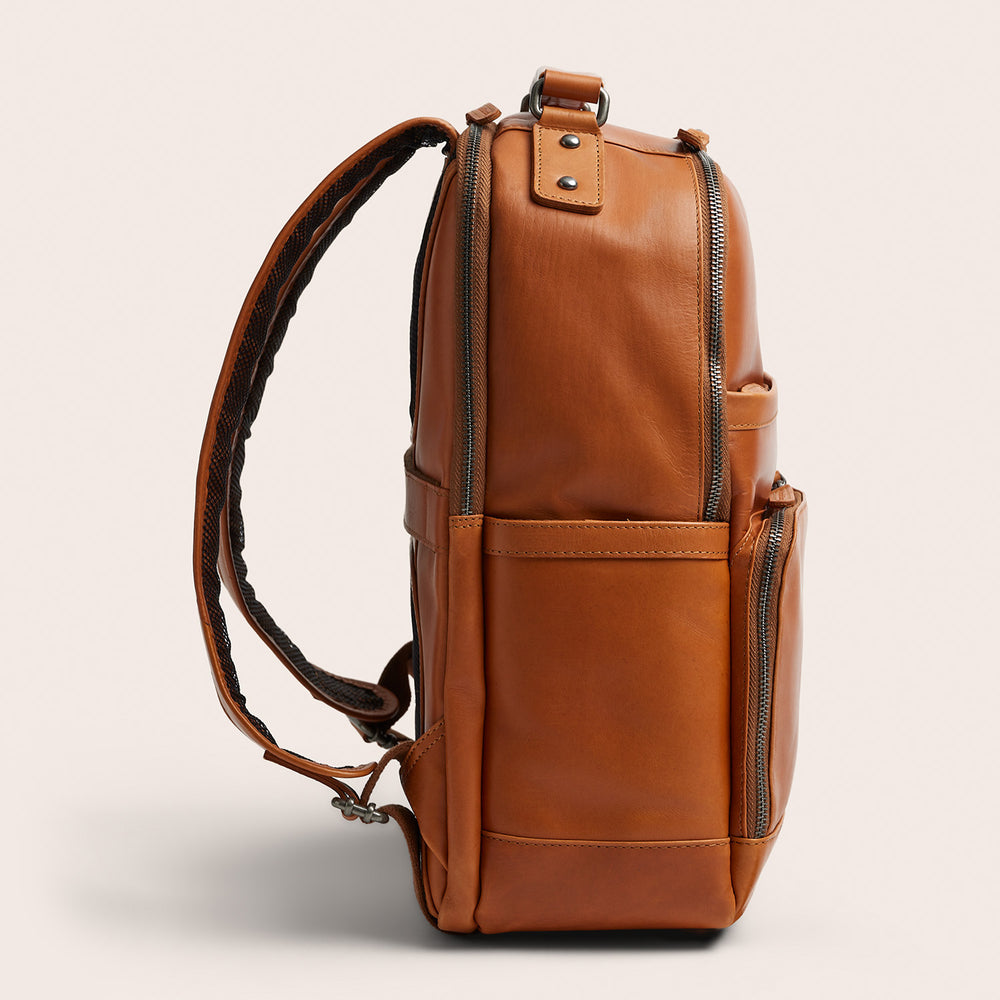 Leather Laptop Backpack Cognac Austin
