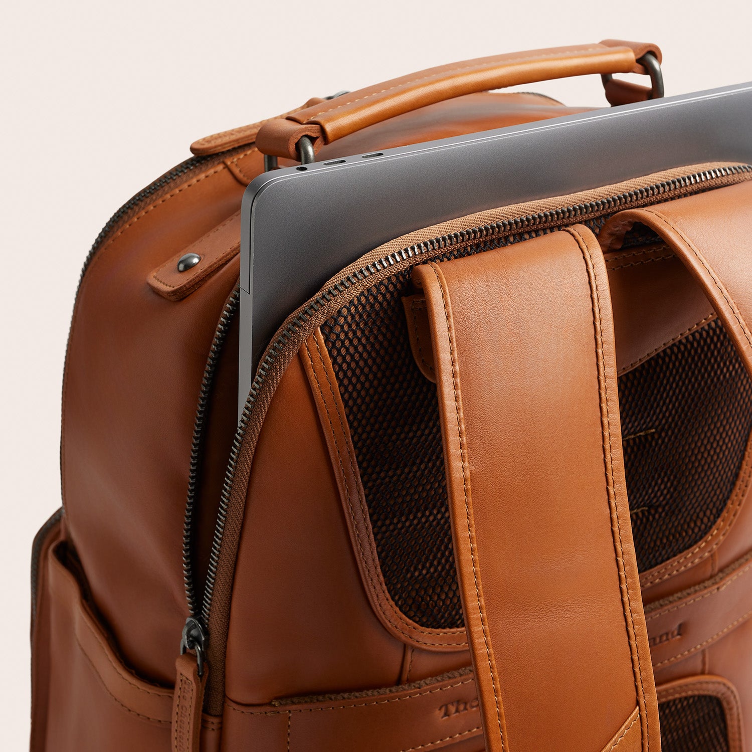 Leather Laptop Backpack Cognac Austin