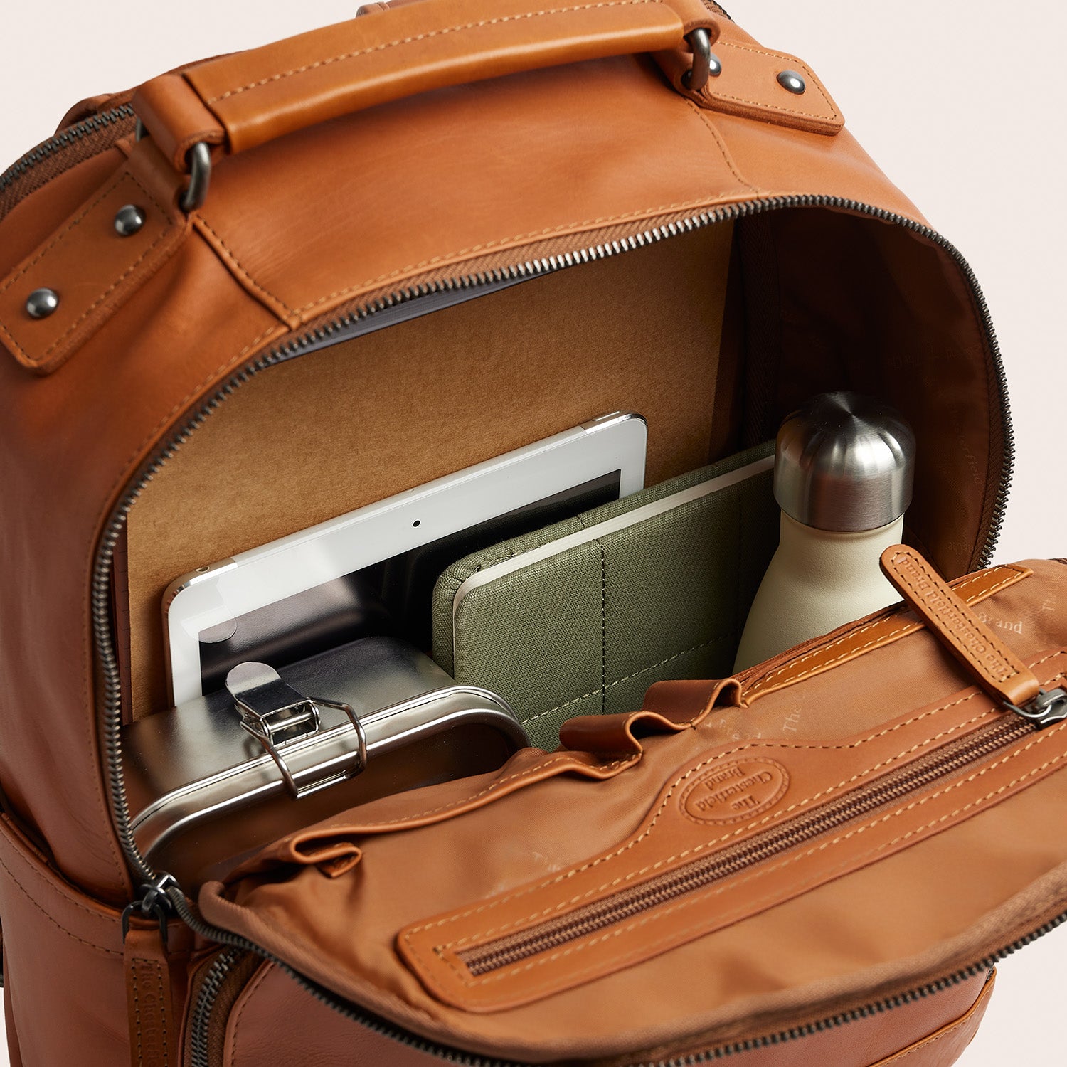 Leather Laptop Backpack Cognac Austin