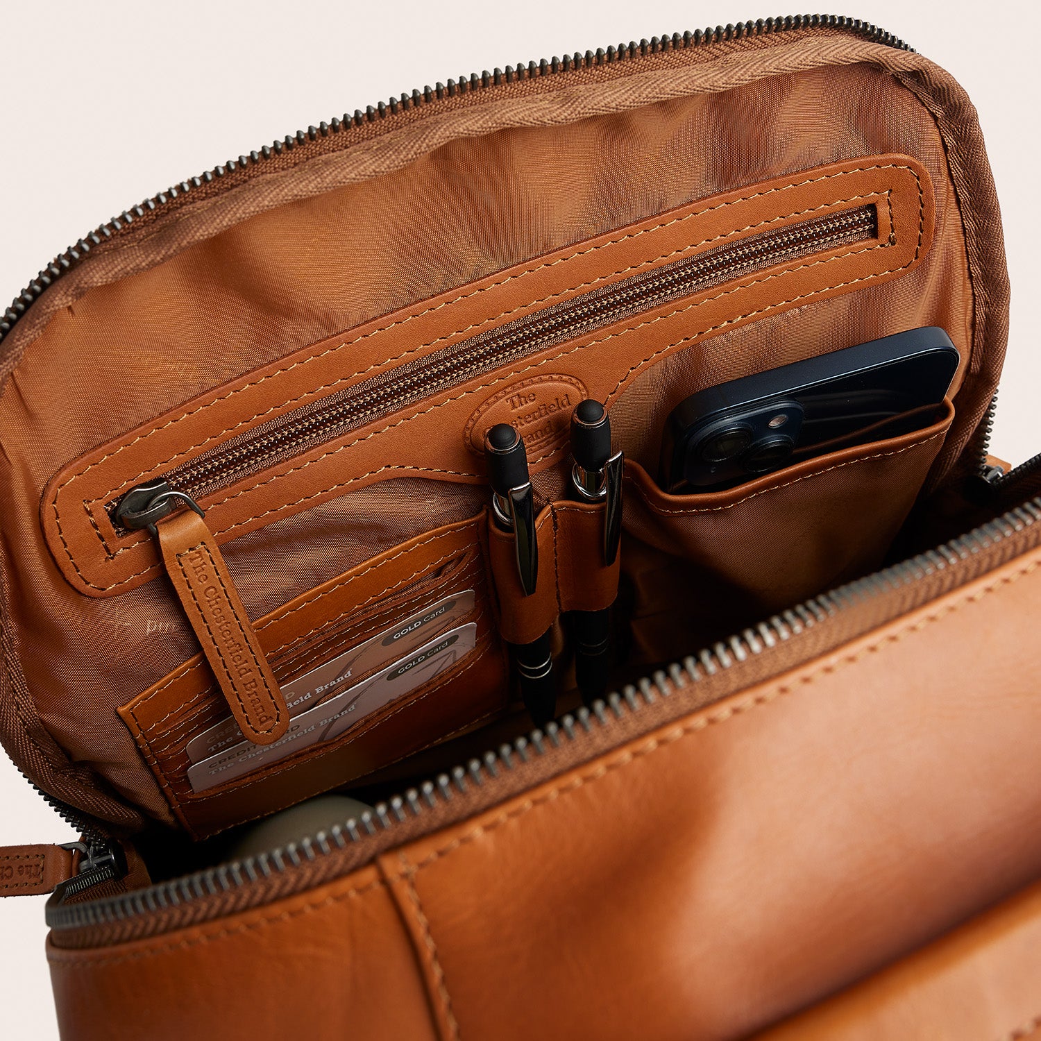 Leather Laptop Backpack Cognac Austin