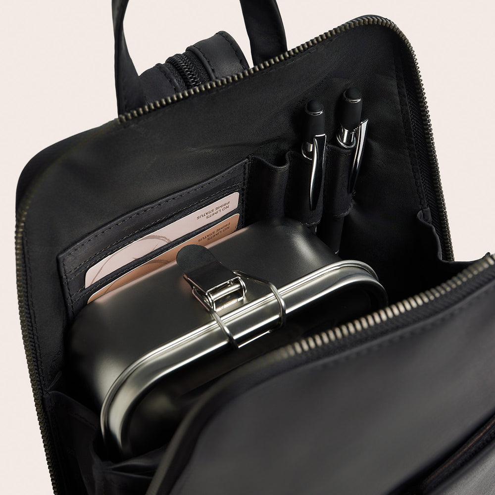 Leather Backpack Black Claire