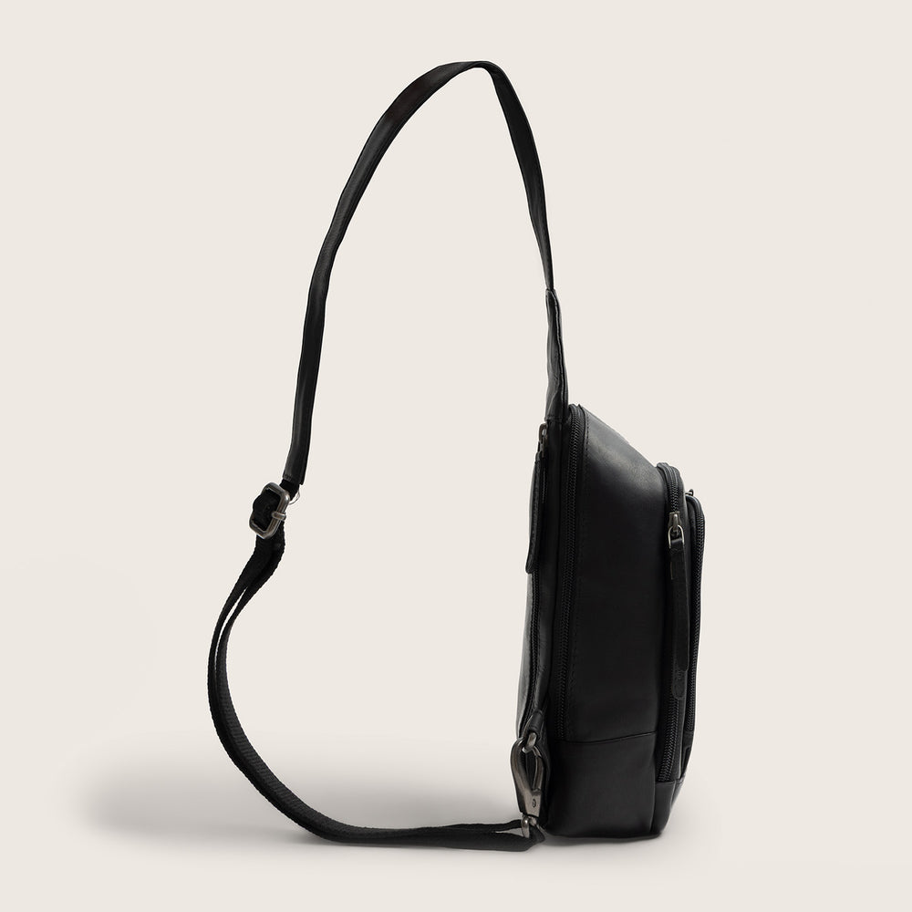 Leder Slingbag Schwarz Riga