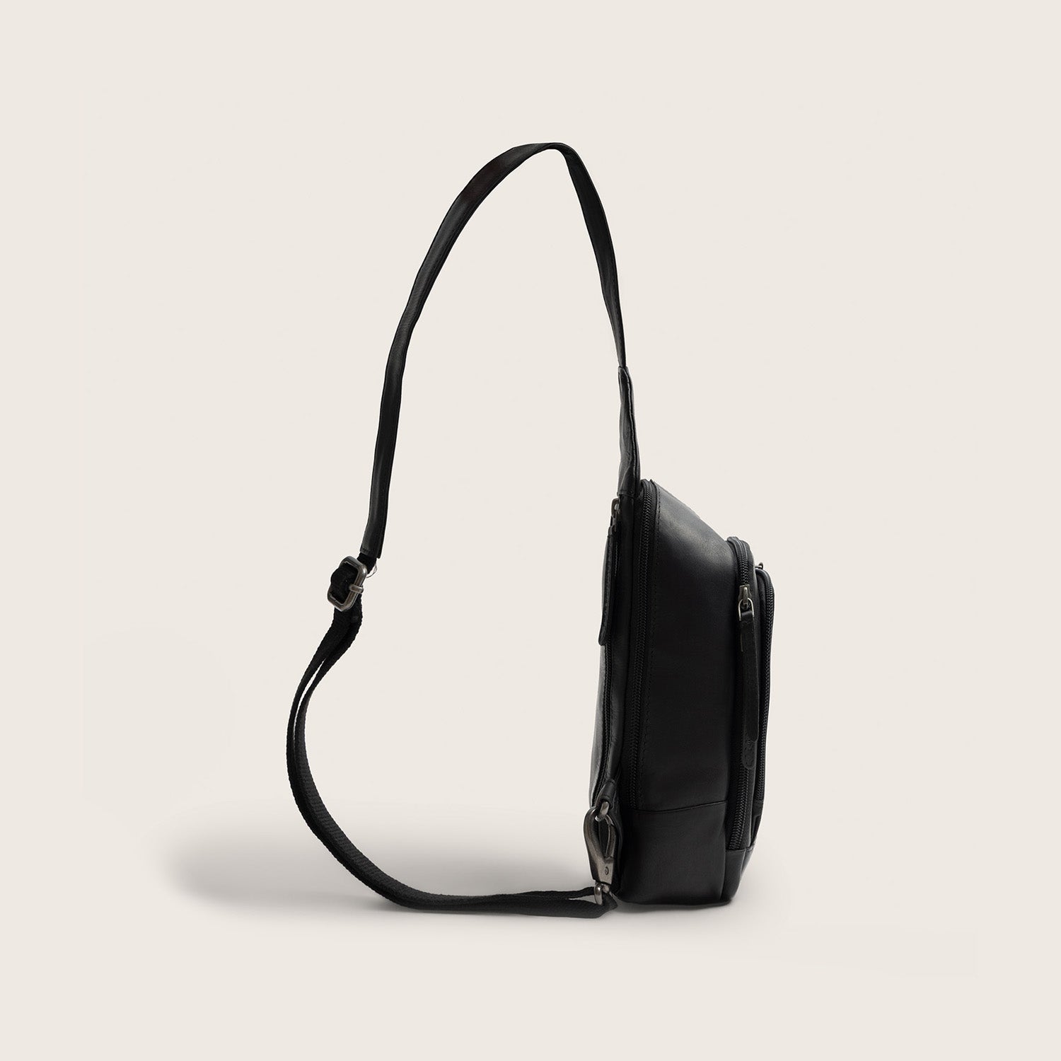 Leather Sling Bag Black Riga