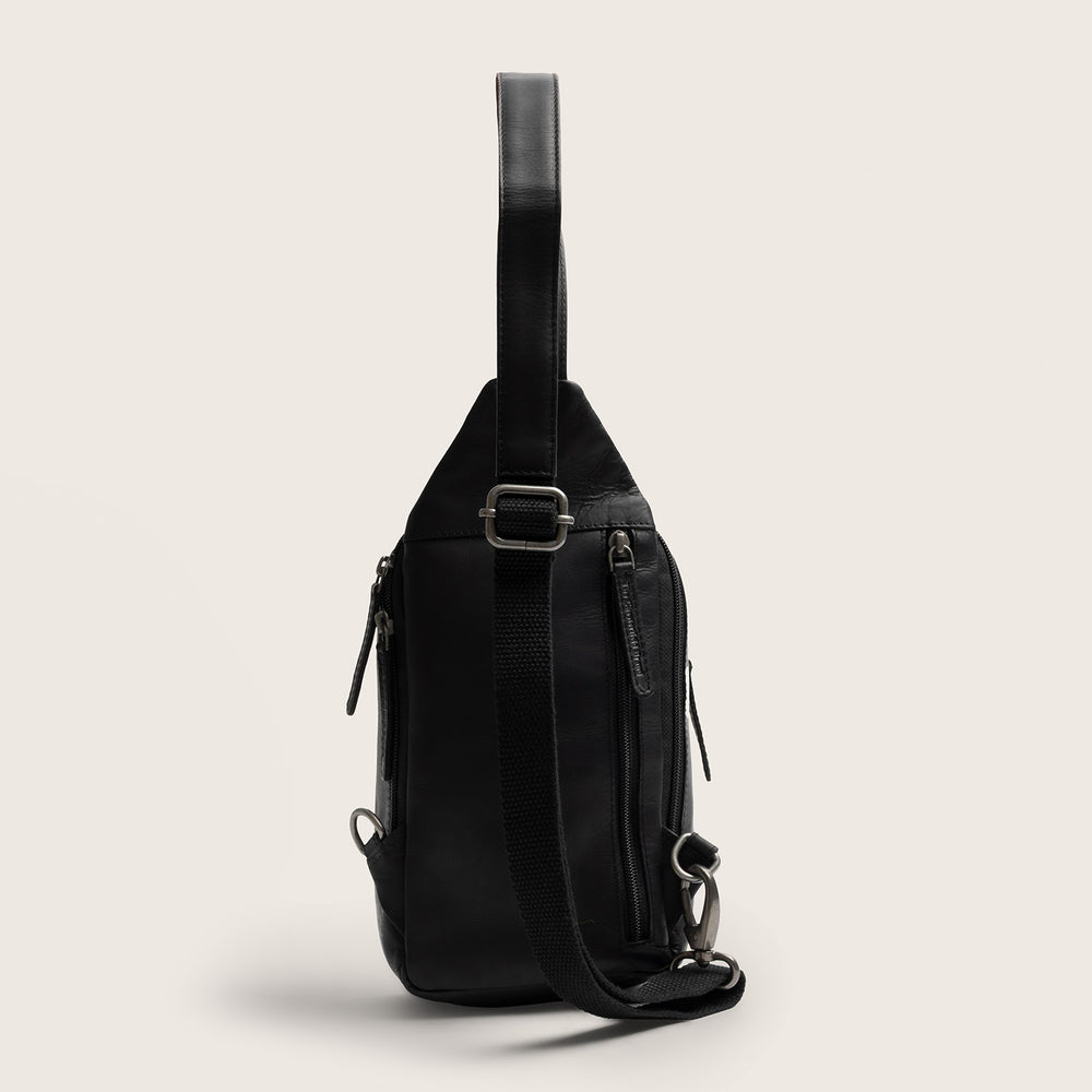 Leder Slingbag Schwarz Riga