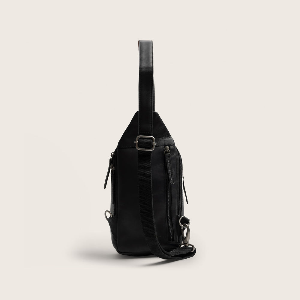 Leather Sling Bag Black Riga