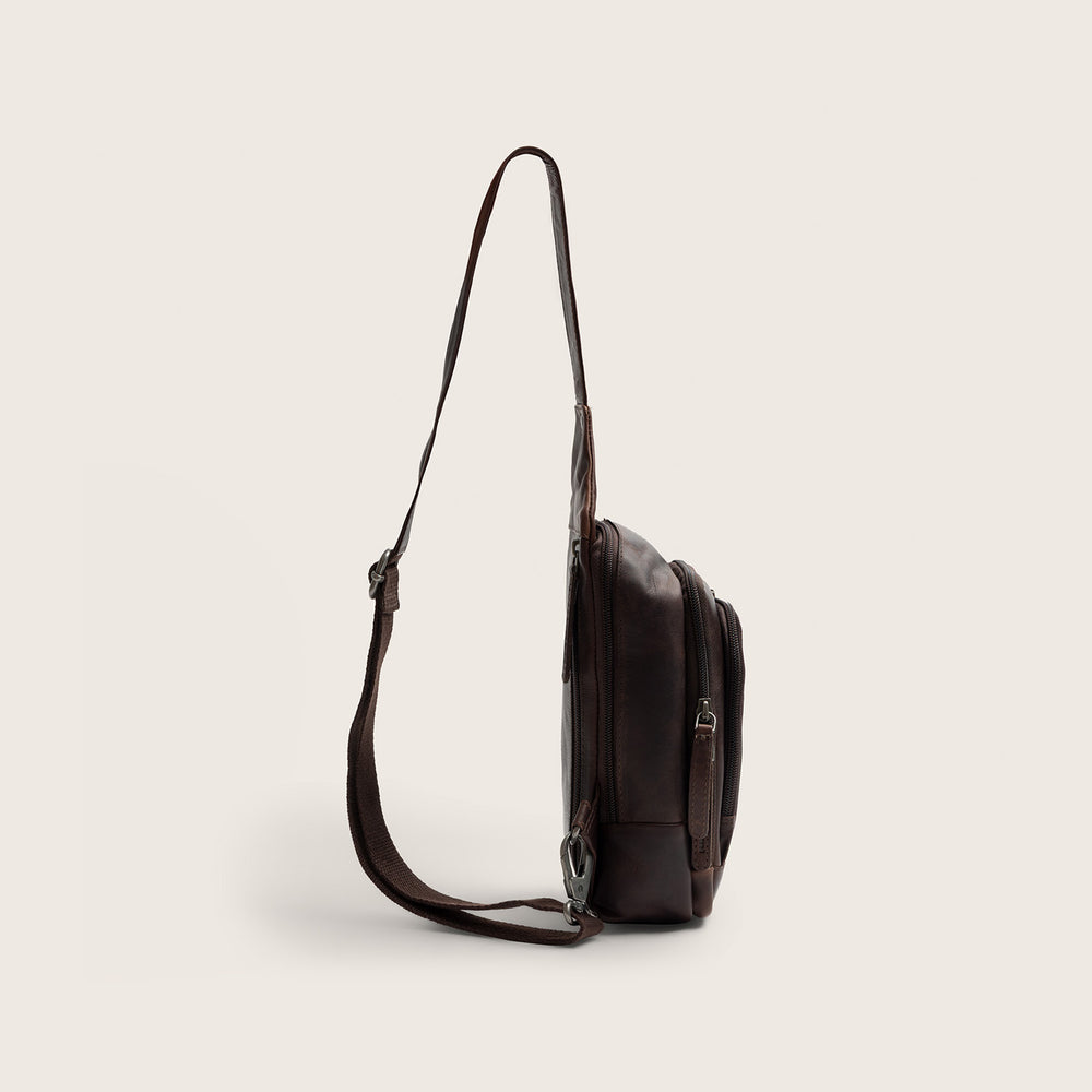 Leather Sling Bag Brown Riga