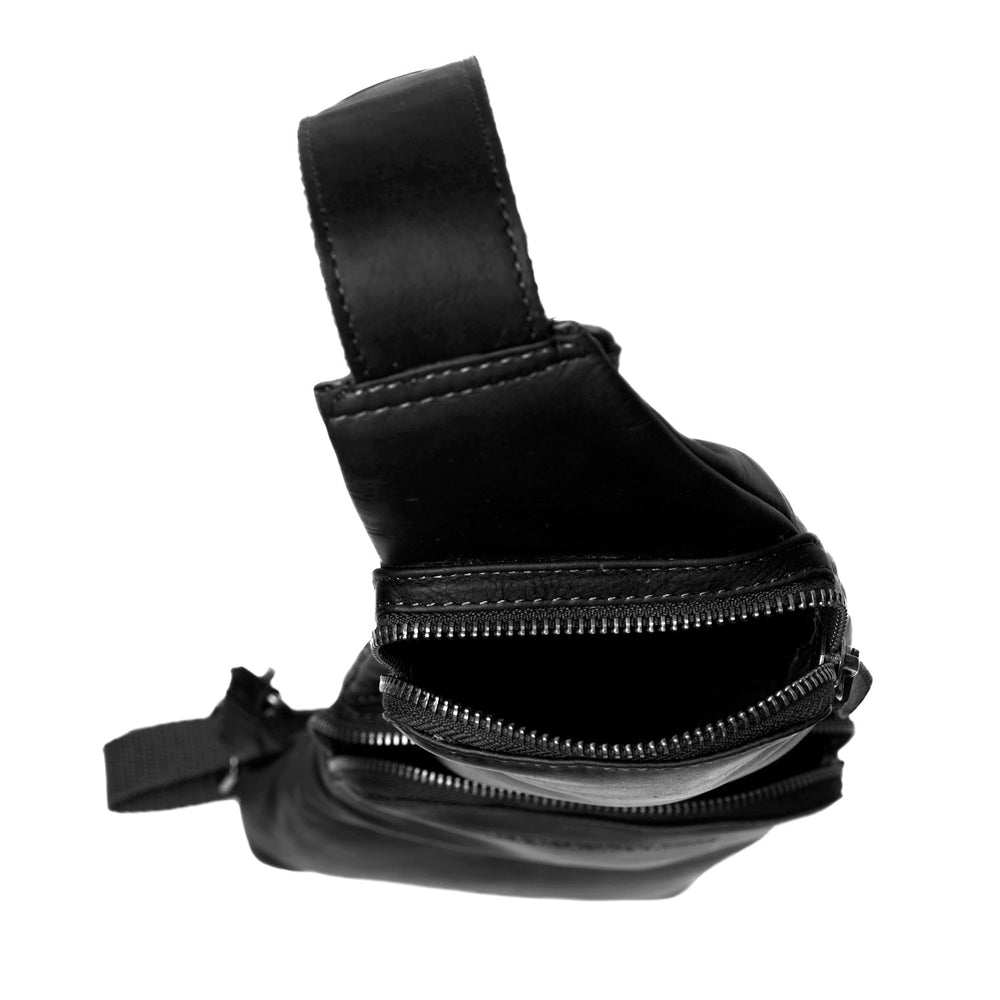 Leder Slingbag Schwarz Logan