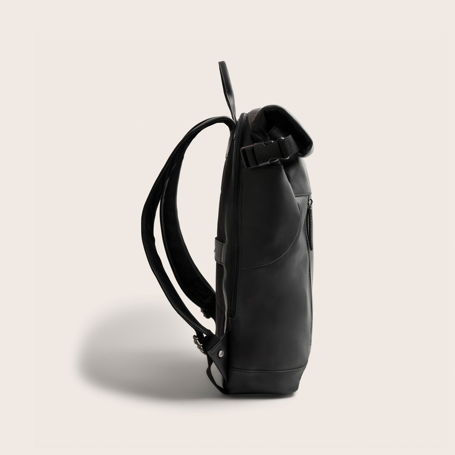 Leren Rolltop Rugzak Zwart Liverpool