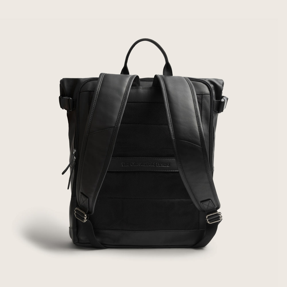 Leather Roll-top Backpack Black Liverpool