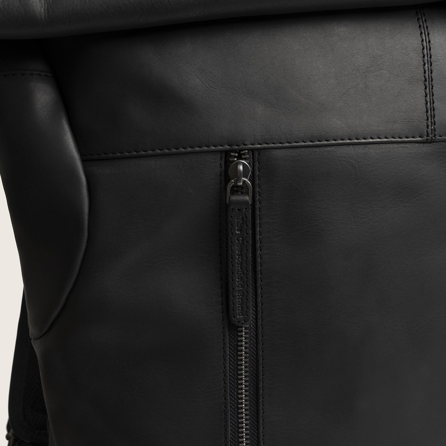 Leren Rolltop Rugzak Zwart Liverpool