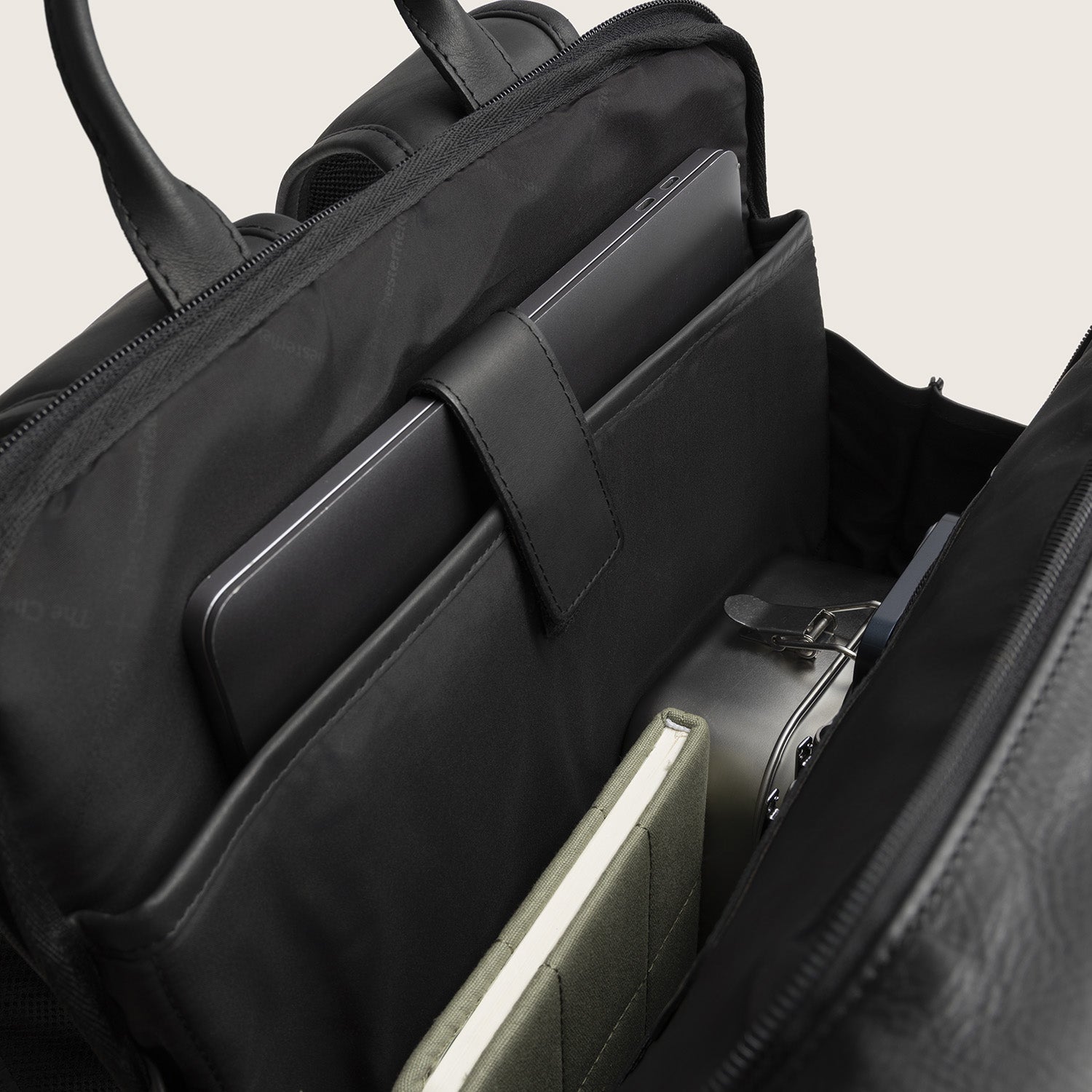 Leren Rolltop Rugzak Zwart Liverpool